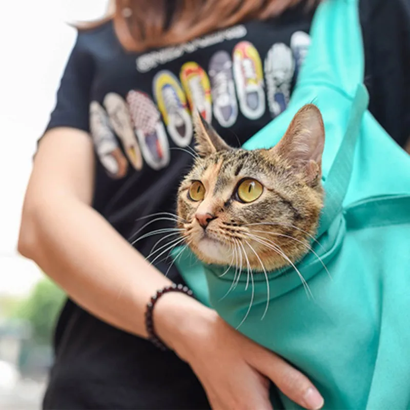 

Foldable Cat Carrier Bag Outdoor Travel Handbag Pouch Mesh Single Shoulder Bag Pet Pouch And Tote For Small Pet