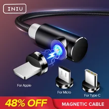 INIU 2 м Магнитный кабель Micro Тип usb C Зарядное устройство для зарядки для iPhone XS X XR 8 7 samsung S8 магнит Android телефонный кабель Шнур