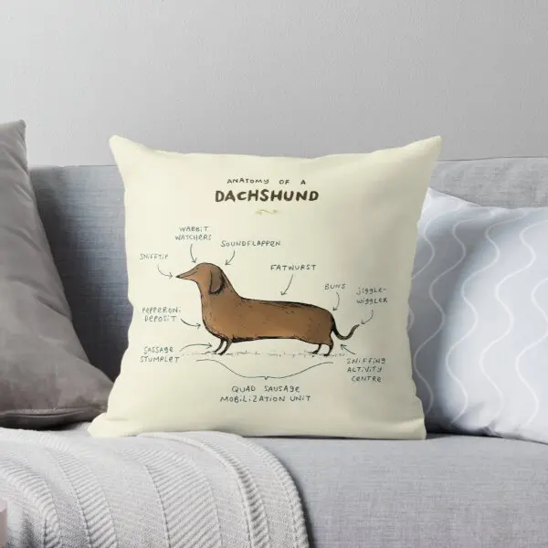 

Anatomy of a Dachshund Soft Decorative Throw Pillow Cover for Home Pillows NOT Included