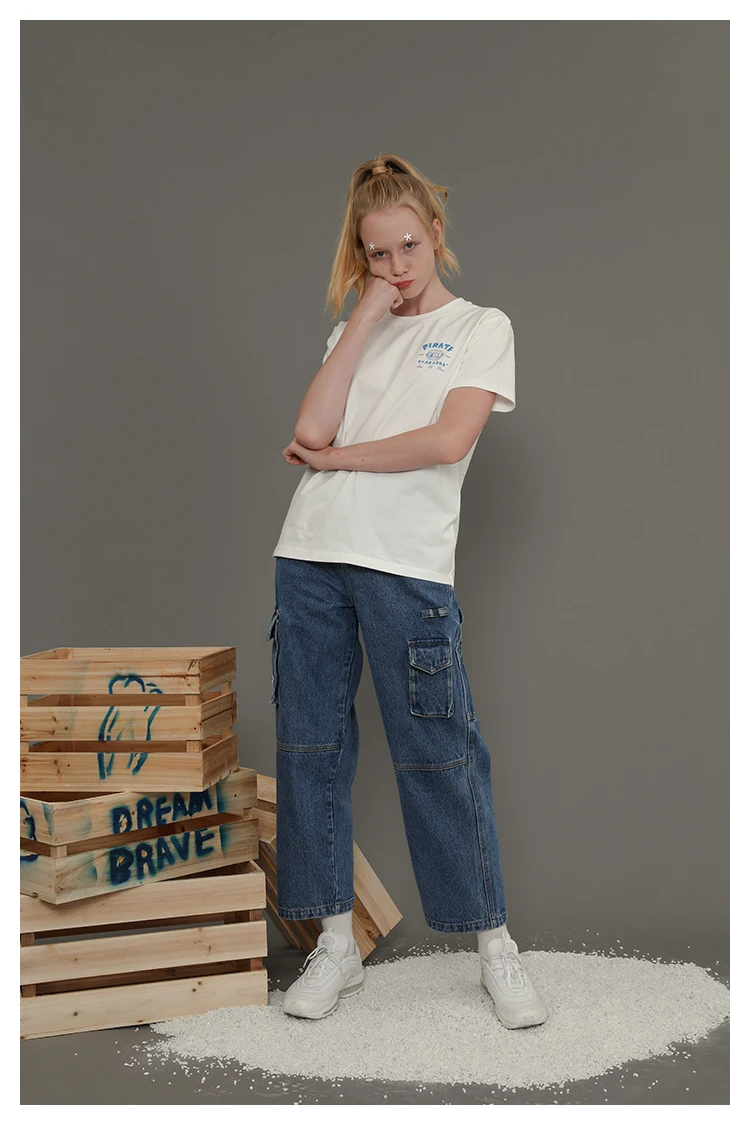 Harajuku Winter New Women's High-quality Design Jeans Fashion Tide Full Length High Waist Women's Pants Pocket Straight Pants