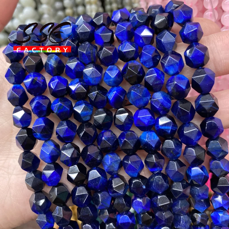 

Natural Faceted Lapis Blue Tiger Eye Stone Beads Stone Round Loose Beads 6 8 10 MM For Jewelry Making DIY Earring Bracelet 15"