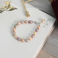 ashiqi natural freshwater pearl bracelet 925 sterling silver mixed color bracelet fashion jewelry women