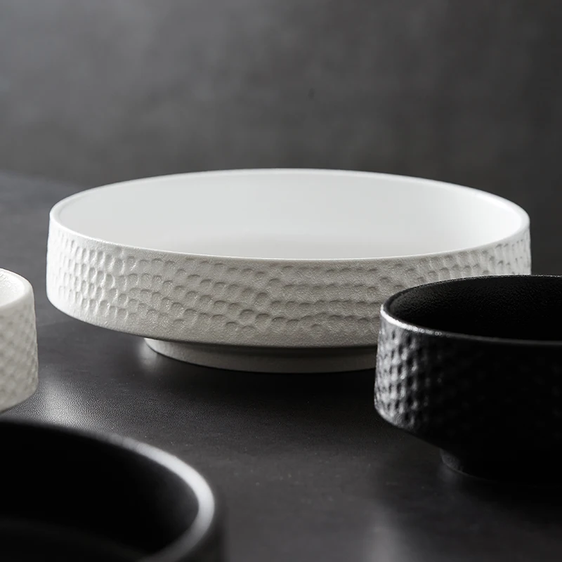 

African Night Japanese Frosted Salad Deep Dish Retro Rice Bowls Hammer Eye Grain Shallow Mouth Pasta Dish Plate
