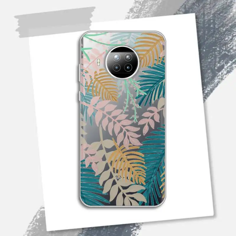 

Colorful Retro tropical plant leaves Phone Case Transparent for Xiaomi Redmi note 10 t 8 9 pro lite 11