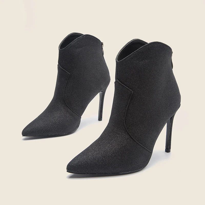 

Ankle Boots Women Autumn Fashion Pointed Toe Boots Ladies Shoes High Heels Sexy Boots Black Large Size