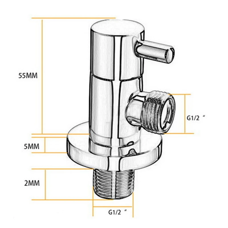 

Water Control Valve Faucet Angle Valve Brass Diverter Toilet Valve Control Kitchen Accessories Solid Brass Chrome Plated