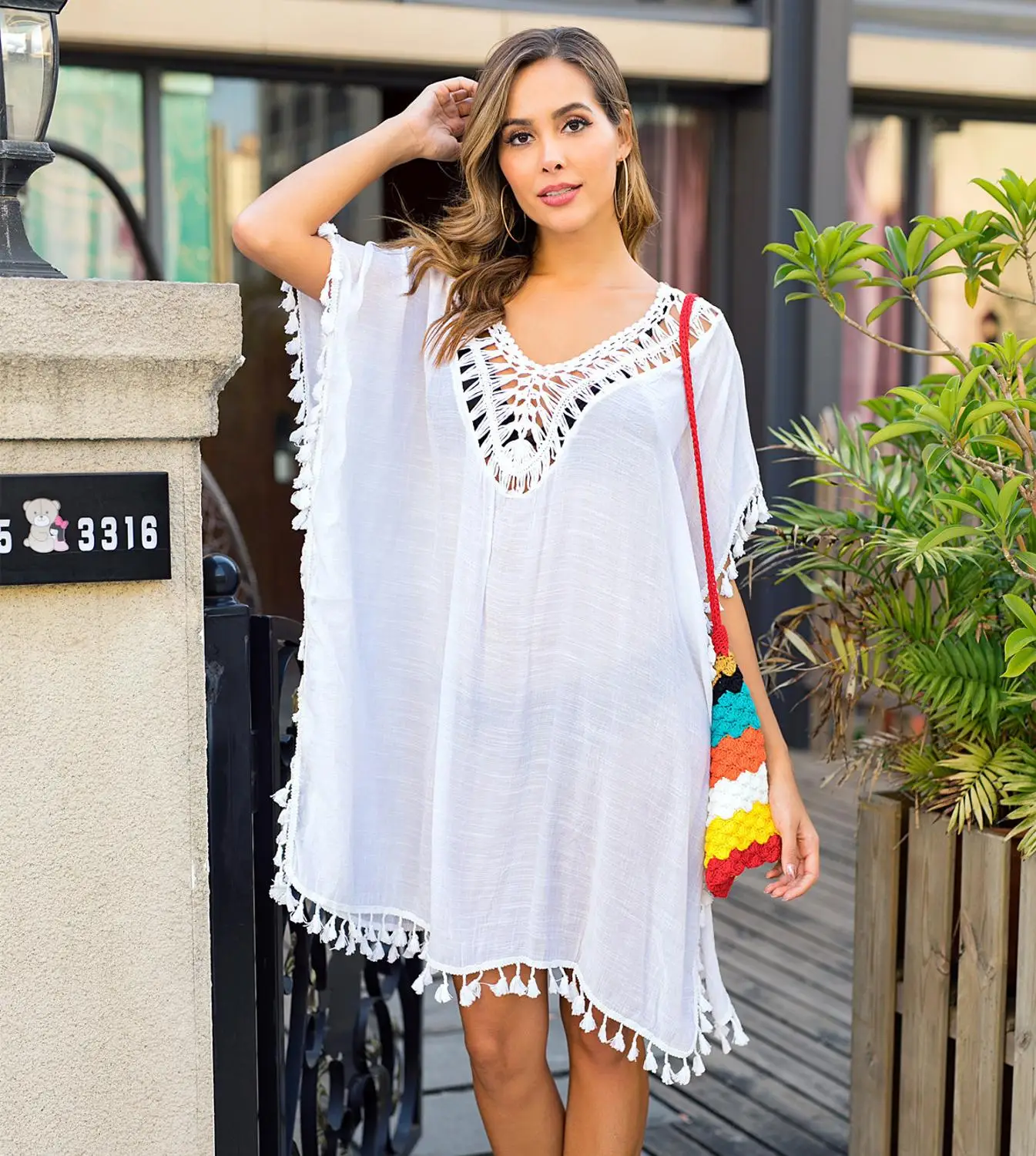

The new sexy backless cut-out baggy fringe bikini of 2020 goes with the beach smock off the instagram trend