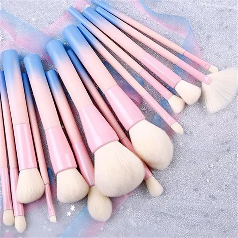 

Набор кистей для макияжа с градиентной ручкой и сумкой, 14 шт./комплект