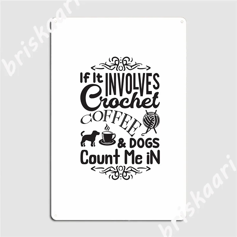 

Кофейный вязаный крючком металлический знак паб кинотеатр гаражное украшение дизайн оловянный знак плакат