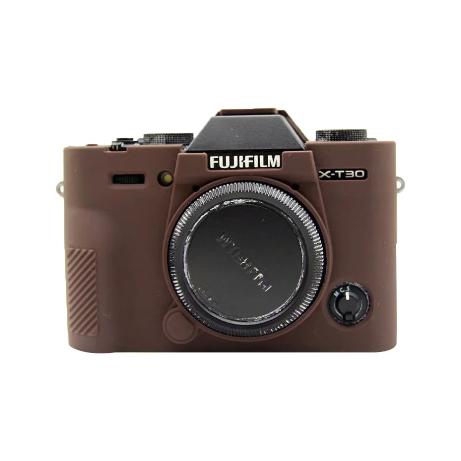 Brown Сумки для камеры Fujifilm X-T30 мягкие силиконовые чехлы цветной резиновый чехол для Fuji XT30 защитные аксессуары для тела открывающийся аккумулятор - Цвет: Brown