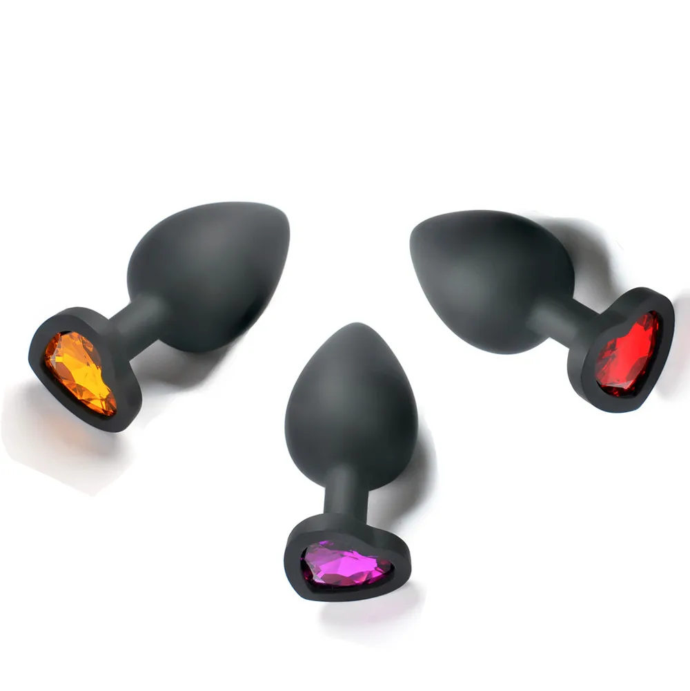 Анальная пробка секс-игрушки 100% силиконовая тренажер для пар сердце кристалл