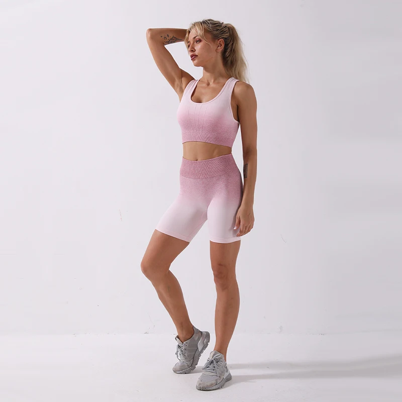 

SISPELL Hit Color For Female Sportswear Sets Square Collar Sleeveless Cropped Vests High Waist Slimming Shorts 2020 Fashion New