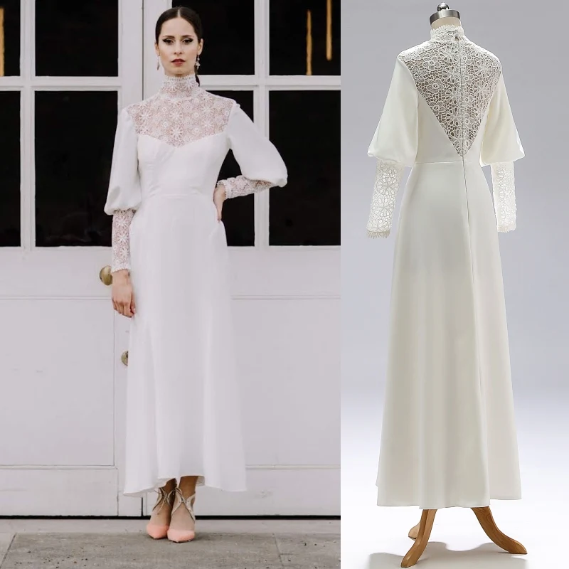 Реальный образец фото винтажное простое мягкое атласное кружевное свадебное