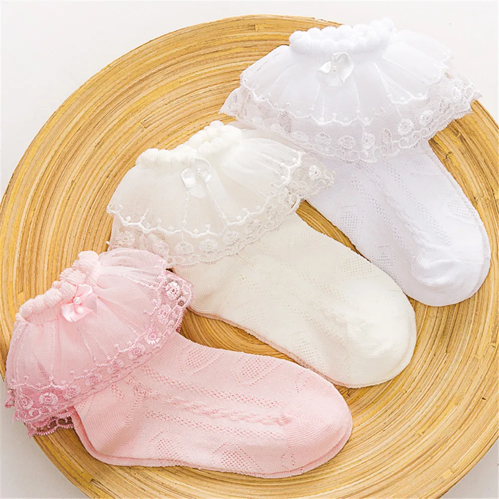Calcetines tobilleros con volantes de encaje para ni&ntilde;os y ni&ntilde;as, medias cortas de algod&oacute;n con tut&uacute; de princesa, de retazos florales, suaves, de verano-1