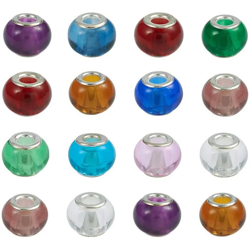 

10Pcs Big Round Glass Spacer European Beads Fit Pandora Charm Bracelet Necklace for DIY Chain Cord Jewelry Making Women Men Gift