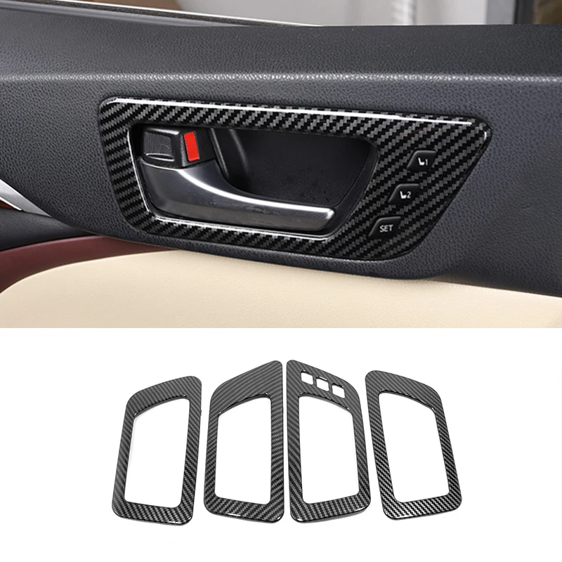 

For Toyota Highlander Kluger 2014-2020 accessories ABS Carbon fibre inner door Bowl protector frame Cover Trim Car Styling 4pcs