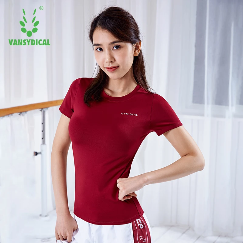 VANSYDICAL топы для йоги Женская бесшовная рубашка с буквенным принтом спортивная