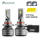 PANDUK 2 шт. H4 светодиодный H7 100W 30000LM Canbus H1 H8 H9 H11 светодиодный 9005 HB3 9006 HB4 Автомобильный светодиодный светильник головной светильник Turbo противотуманная фара 6000K 12V