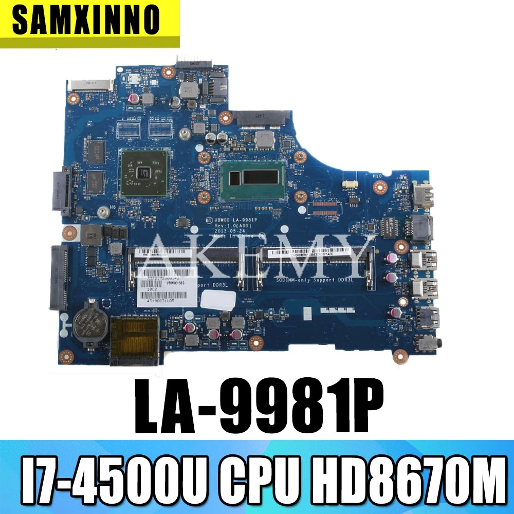 AKEMY LA 9981P материнская плата для For DELL Inspiron 15R 3537 5537 ноутбука I7 4500U процессор HD8670M