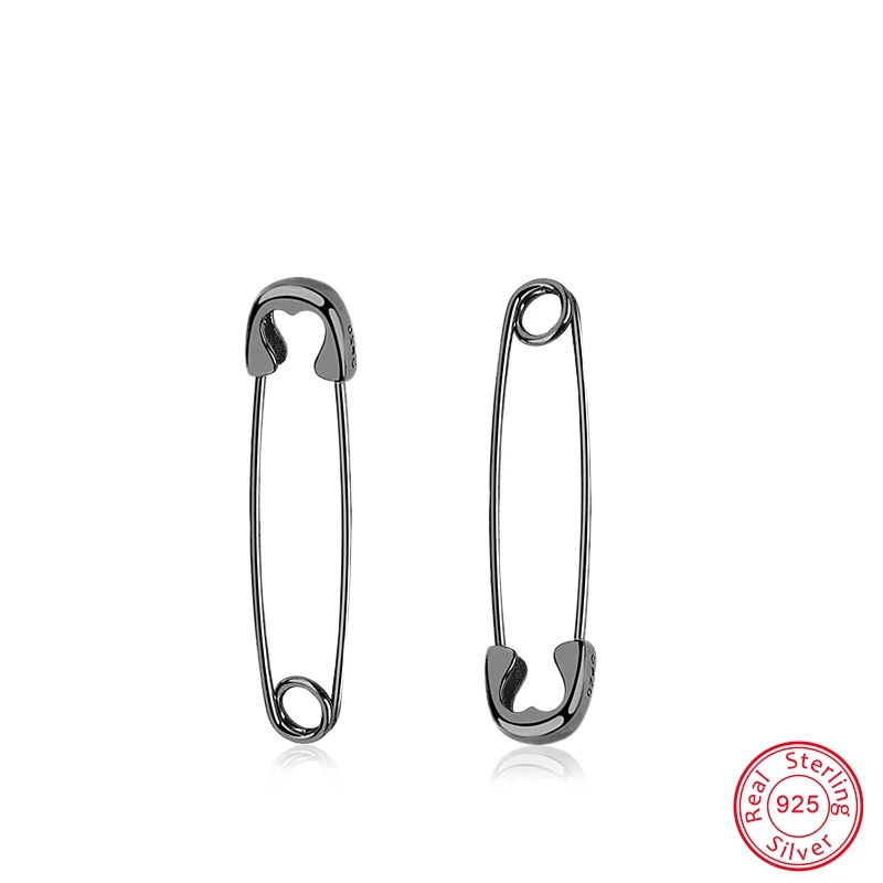 Серьги-гвоздики ZS в стиле панк длинные серебряные сережки с булавкой из