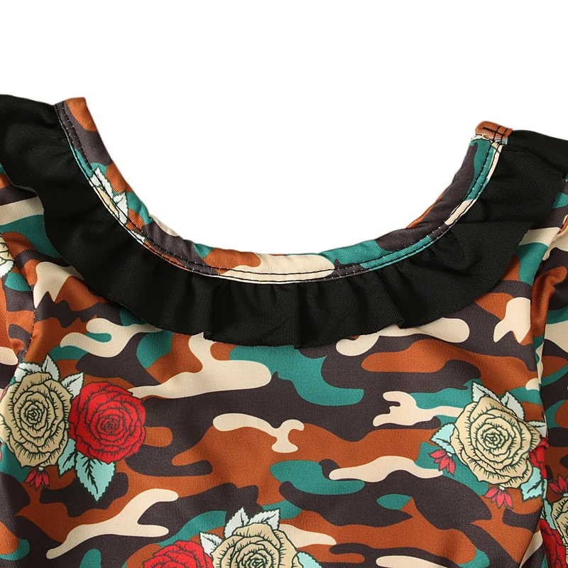 Камуфляжная хлопковая одежда с цветочным принтом для новорожденных девочек