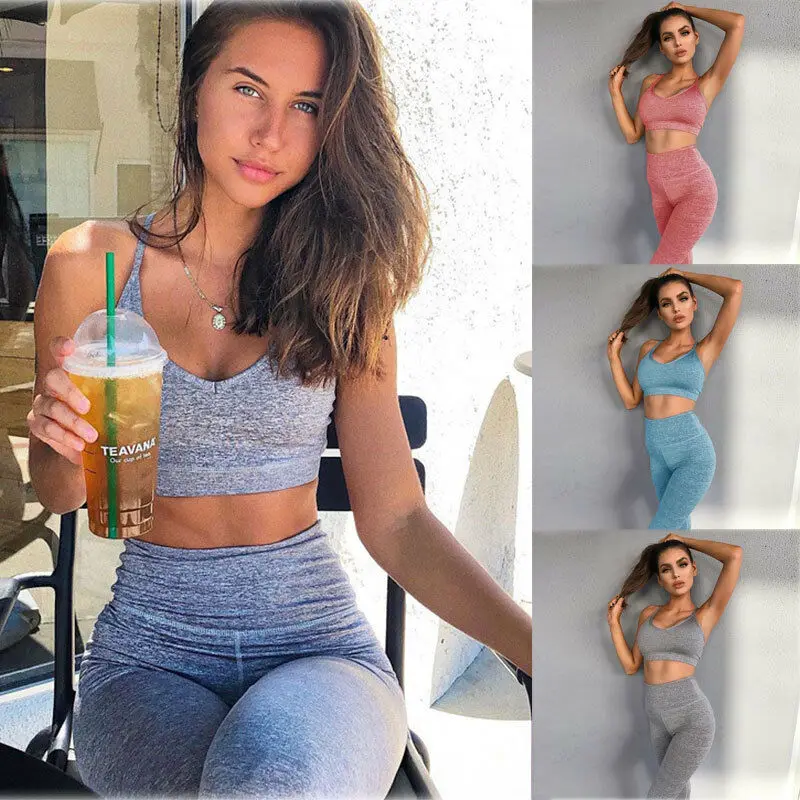 Женский комплект для йоги из 2 предметов спортивный костюм с высокой талией