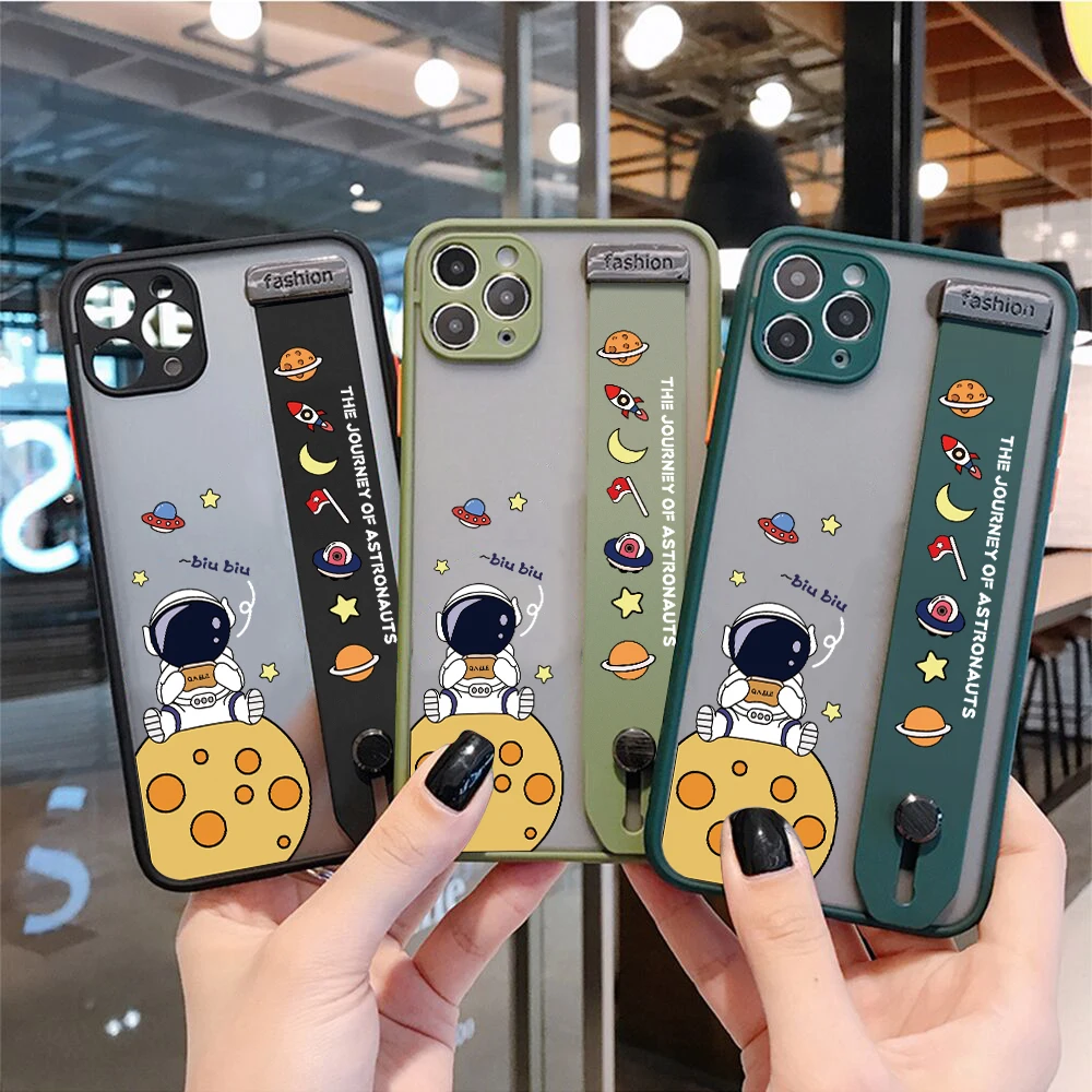 cartoon astronauts case for infinix hot 10 play 10s nfc 8 9 nfc smart 5 hd 2021 note 7 lite 8i 10i pro wrist strap phone cover free global shipping