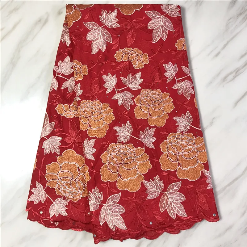 

Daisy Style African Swiss Cotton Lace Fabric Embroidery Swiss Voile Lace In Switzerland Stones For Nigerian Dress FP1010