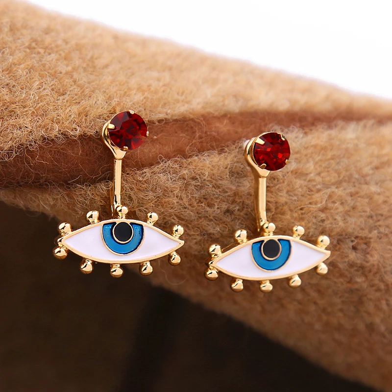 Bohemia Blue eyes stud earrings personality Vintage Hyperbole removable Red crystal women jewelry | Украшения и аксессуары