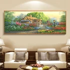 Алмазная 5D живопись большого размера AB Drill, пейзаж, Полный Круглый квадратный дом, цветы, алмазная вышивка, пейзаж, мозаика, домашний декор