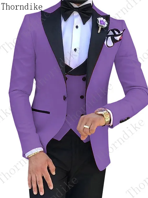 Thorndike горячая Распродажа Grooms мужской белый смокинг для жениха пик черный отворот