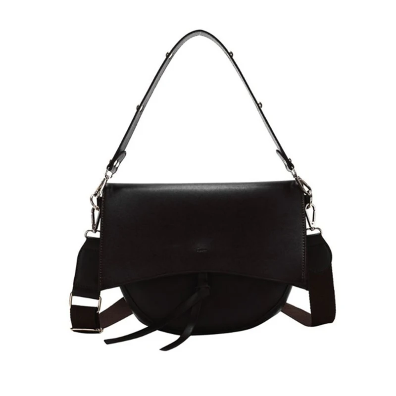 Black Handbag Роскошные сумки, женские сумки, дизайнерские модные женские винтажные седельные сумки из искусственной кожи с широким ремешком на плечо, сумки-мессенджеры - Цвет: Black Handbag