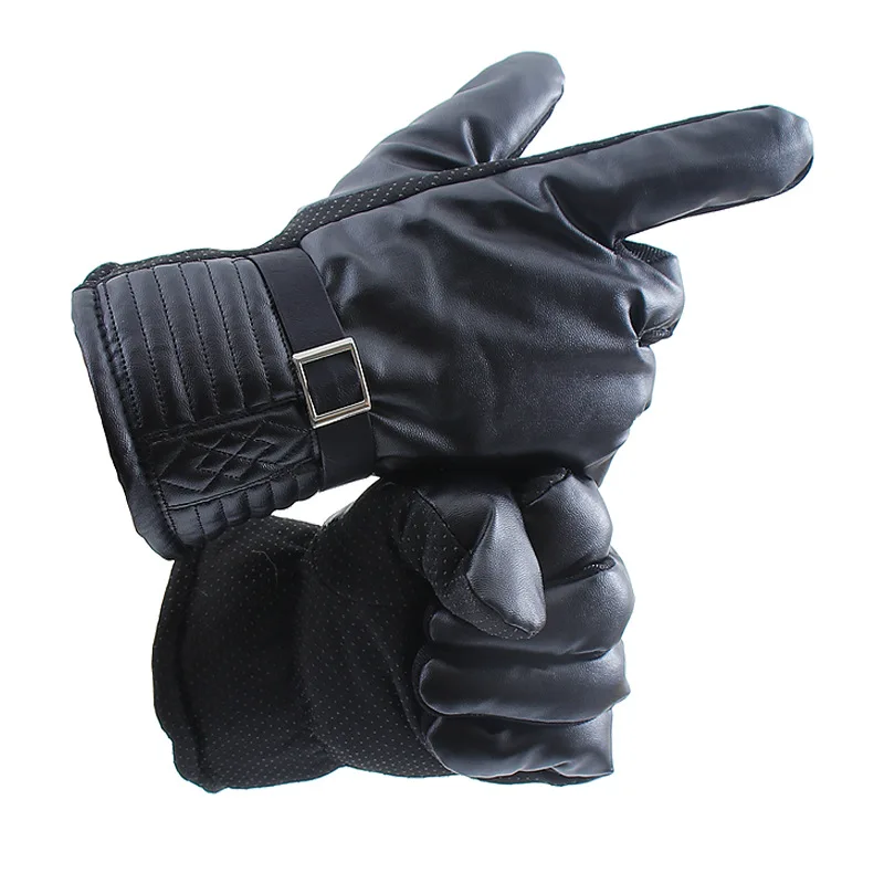Зимние кожаные перчатки для сенсорного экрана мужские длинные митенки теплые
