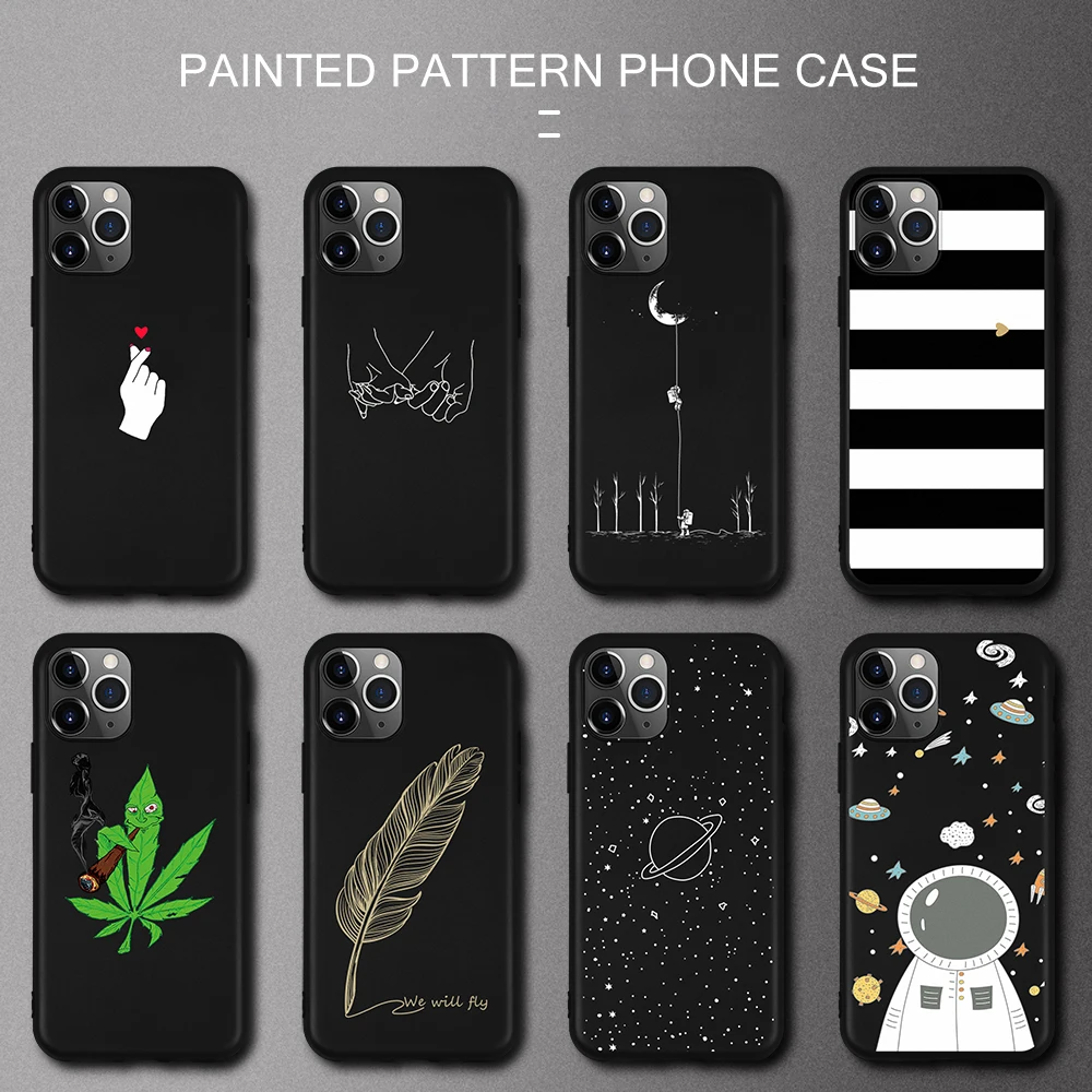 Модный абстрактный арт Роскошный Черный матовый чехол для iPhone 11 Pro XS Max 2019