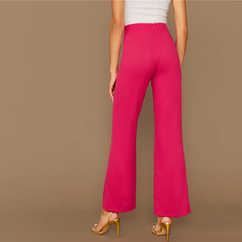 SHEIN Однотонные Широкие Прямые Брюки Офисные Стильные Брюки