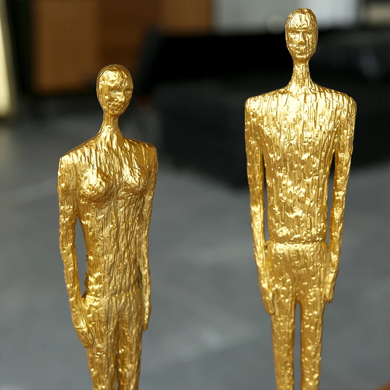 Абстрактные золотые металлические фигурки для мужчин и женщин украшения на