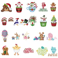 metal cutting dies merry christmas happy easter theme santa claus snowman holly bunny chick bear dogs diy scrapbooking 2021