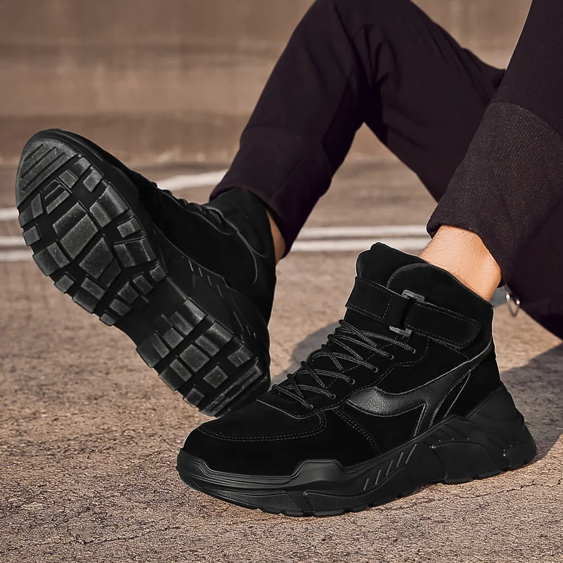 Замшевые Кожаные мужские повседневные ботинки высокие ботильоны для отдыха