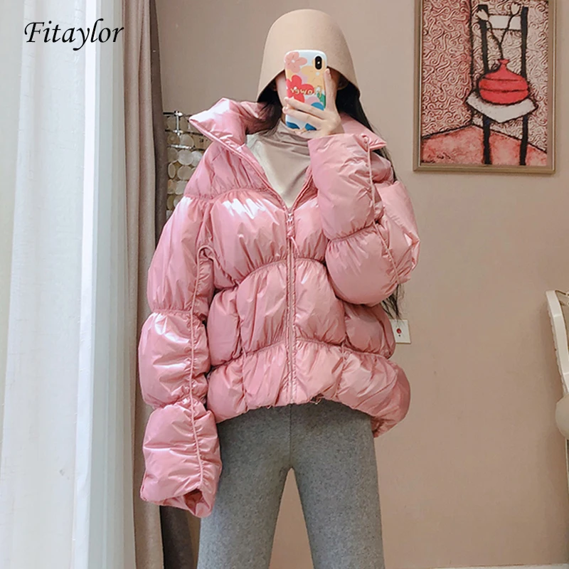 Fitaylor зимняя куртка пуховик на белом утином пуху Женская парка с асимметричным