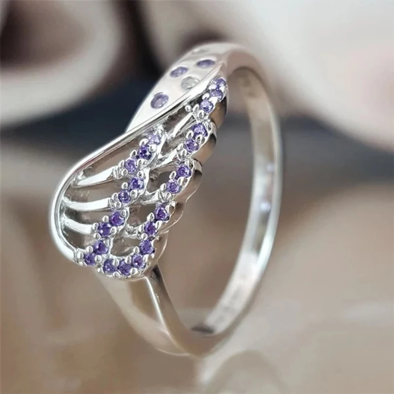 Новое Фиолетовое кольцо с павлином и кристаллами в виде крыльев винтажные