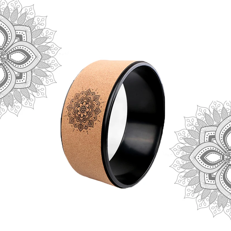 

Wooden Yoga Wheel Pilates and Buddha Lotus Pattern Professional TPE ABS Yoga Ring Gym Exercise Back Essentials Home Fitness Tool