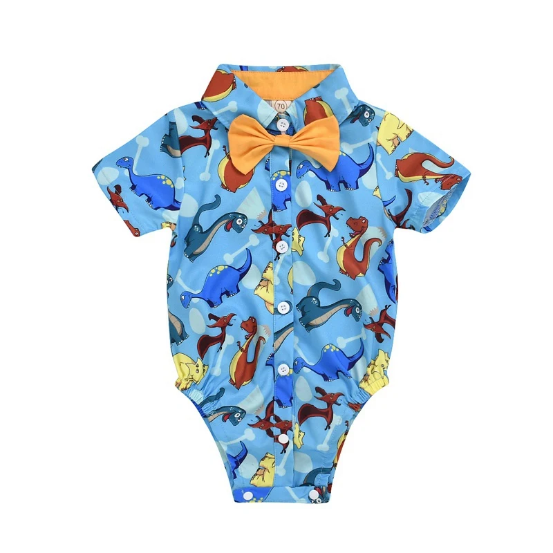 

Cool Baby Newborn Super Print Gentleman's Tie Jumpsuit Short Sleeve Romper Newborn Jumpsuits Super Casual Bodysuit Outfits