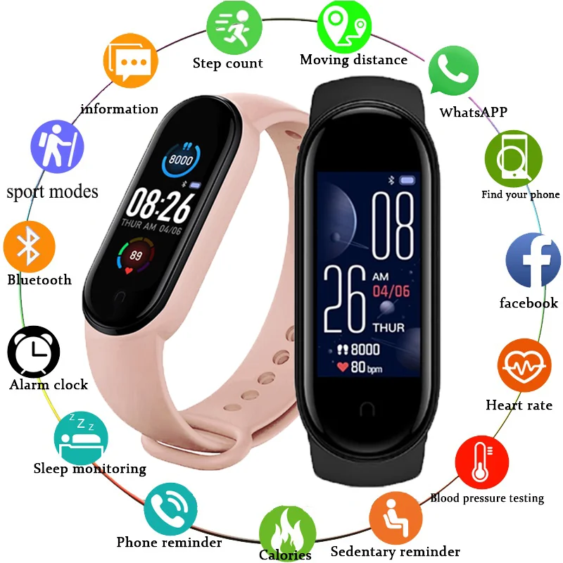 Смарт-часы M5 для мужчин и женщин, спортивные Смарт-часы с пульсометром и тонометром, фитнес-браслет для Android/IOS
