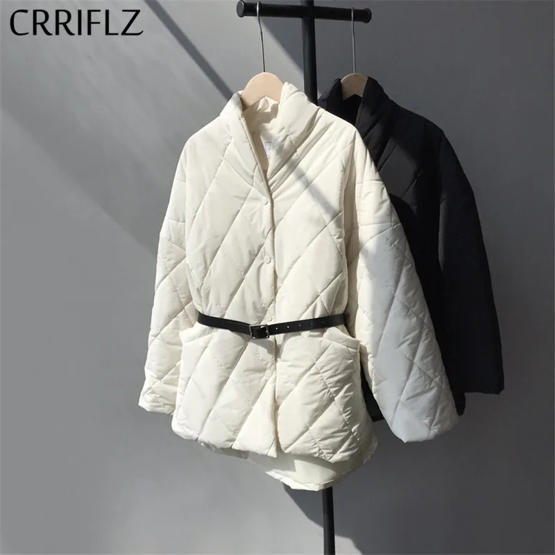 CRRIFLZ пуховик средней длины с регулируемой талией пальто зимняя куртка женская