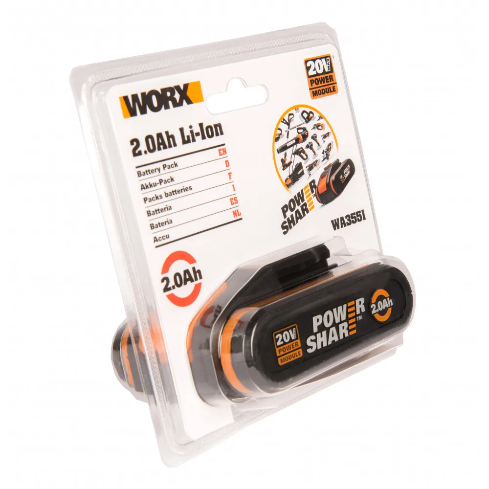 Аккумулятор WORX WA3551 2А*ч 20В коробка|Перезаряжаемые батареи| |