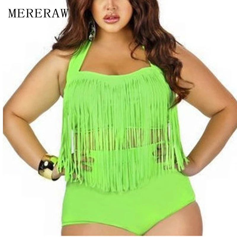 Новые импортные товары Высокая талия плюс жира бикини с кисточками Для женщин