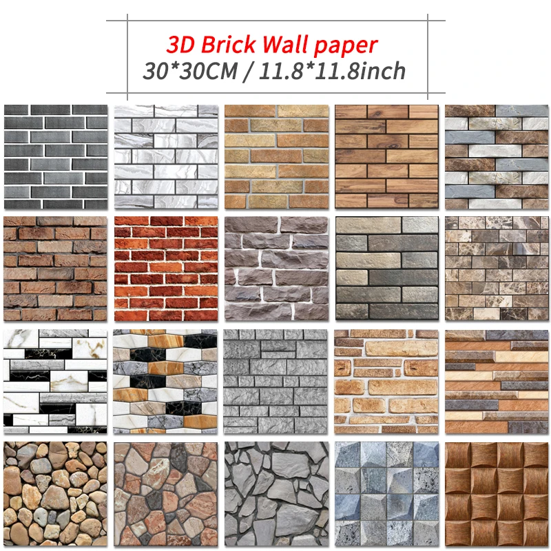 3d wall stickers diy brick stone pattern self adhesive waterproof 3d wall stickers kitchen backsplash bathroom wall tile paper free global shipping