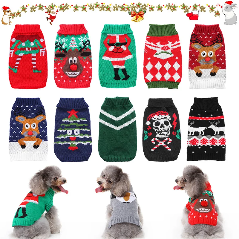 Pet Cat Sweater Clothes For Small Dog Christmas Cats Coat Halloween Warm Jacket Knitting Costume 35 |
