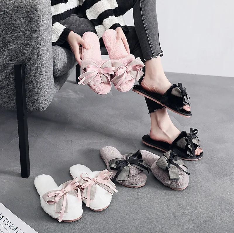 Женские мокасины ручной работы туфли на плоской подошве шлепанцы пушистые