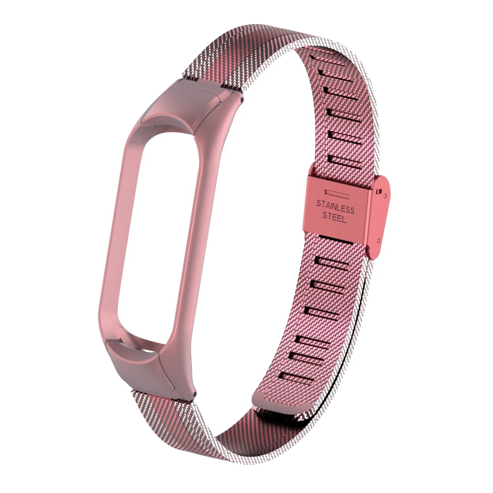 Pink Gold Металлический ремешок для Xiaomi Mi Band 3 Нержавеющая сталь браслет ремень Mi Band 3 Mi3 сменный ремешок; Смарт-часы Mi 3 - Цвет: Pink Gold
